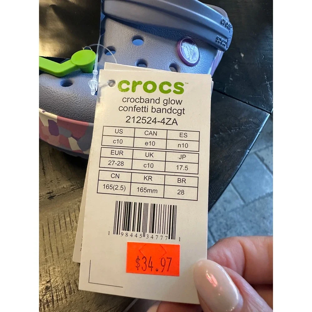Crocs Kids Crocband Glow Confetti Band Clogs Lavender Purple C10 212524-4ZA NWTs